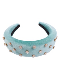 Fashion Blue-green Corduroy Rhinestone Headband