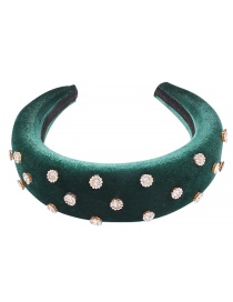 Fashion Dark Green Corduroy Rhinestone Headband