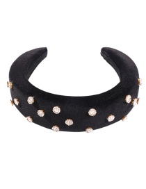 Fashion Black Corduroy Rhinestone Headband