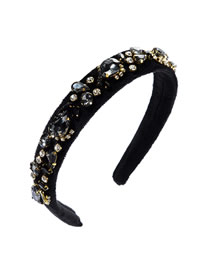 Fashion Black Diamond Flower Wide-brimmed Headband