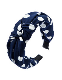 Fashion Navy Large Wave Point Knotting To Increase The Wide Side Headband