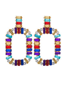 Fashion Color Alloy Diamond Square Acrylic Earrings