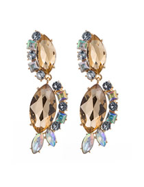 Fashion Gold Multi-layer Acrylic Diamond Earrings