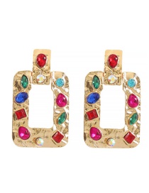 Fashion Golden Rectangle Alloy Rhinestone Geometric Earrings