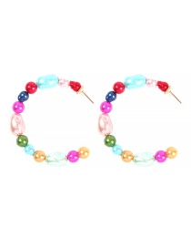 Fashion Color System (blue) Alloy Pearl C-shaped Earrings