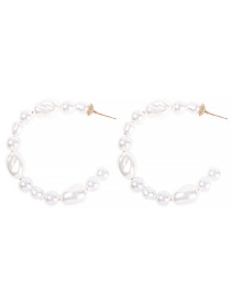 Fashion Pearl White Alloy Pearl C-shaped Earrings
