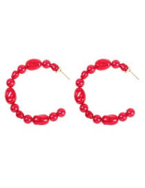 Fashion Red Alloy Pearl C-shaped Earrings