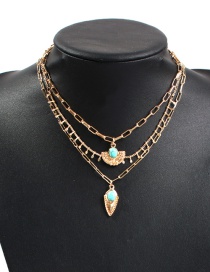 Fashion Gold Alloy Turquoise Multilayer Necklace