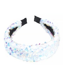 Fashion White Velvet Sequin Headband