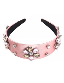 Fashion Pink Alloy Rhinestone Flower Headband