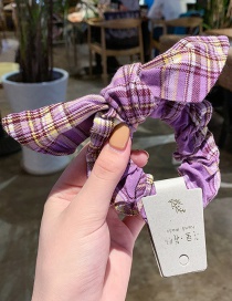 Fashion Purple Stripe Floral Chiffon Bow Large Intestine Hair Ring