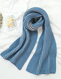 Fashion Blue Knitted Woolen Scarf