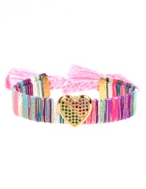 Fashion Color Colorful Diamond Love Braided Tassel Bracelet