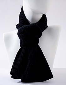 Fashion Black Wool Knit Short Scarf