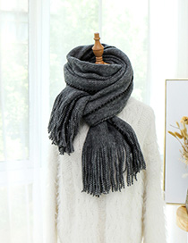 Fashion Black Knitted Wool Tassel Scarf