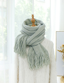 Fashion Gray Knitted Wool Tassel Scarf