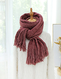 Fashion Wine Red Knitted Wool Tassel Scarf