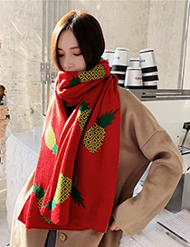 Fashion Red Knitted Pineapple Scarf