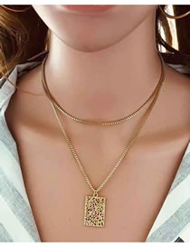 Fashion Gold Alloy Square Necklace