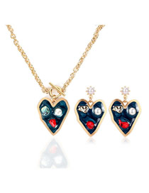 Fashion Gold Love Necklace Earring Set