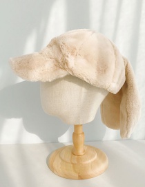 Fashion Rabbit Ears Beige Plush Baseball Cap