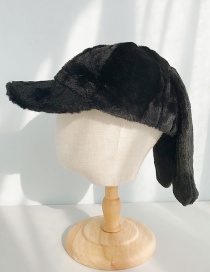 Fashion Rabbit Ears Black Plush Baseball Cap