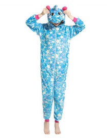 Fashion Blue Star Tianma Animal Cartoon Flannel One-piece Pajamas For Children