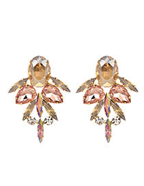 Fashion Champagne Alloy Studded Geometric Earrings