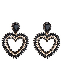 Fashion Black Acrylic Love Diamond Earrings