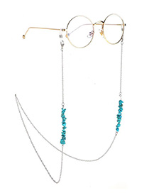 Fashion Silver Chain Natural Turquoise Beads Non-slip Glasses Chain