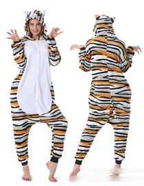 Fashion Tiger Cat Flannel Cartoon Animal One-piece Pajamas