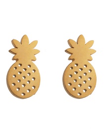 Fashion Pineapple Gold Stainless Steel Geometric Pattern Earrings