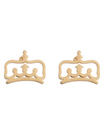 Fashion Crown Gold Stainless Steel Geometric Pattern Earrings