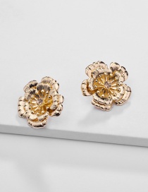Fashion Gold Alloy Two-layer Flower Stereo Stud Earring