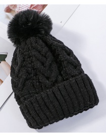 Fashion Black Hemp Pattern Plus Velvet Double Wool Cap