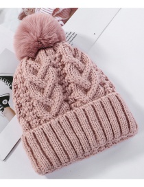 Fashion Pink Hemp Pattern Plus Velvet Double Wool Cap