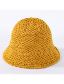 Fashion Yellow Solid Color Knit Wool Fisherman Hat