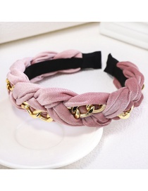 Fashion Pink Gold Velvet Metal Chain Twist Braid Wide-brimmed Headband