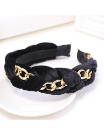 Fashion Black Gold Velvet Metal Chain Twist Braid Wide-brimmed Headband