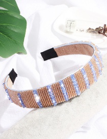 Fashion Light Blue Crystal Beaded Crystal Wide-necked Rice Beads Headband