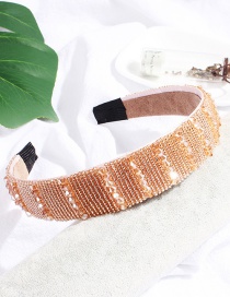 Fashion Champagne Crystal Beaded Crystal Wide-necked Rice Beads Headband