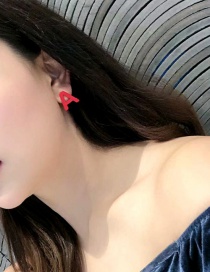 Fashion Red A Painted Letters Earrings
