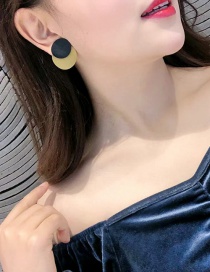 Fashion Yellow Round Color Stitching Earrings