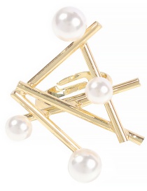 Fashion Gold Alloy Irregular Geometric Pearl Adjustable Ring