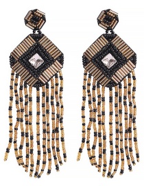 Fashion Black Diamond Beads Tassel Earrings
