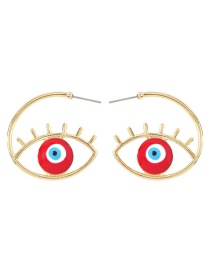 Fashion Red Alloy C-shaped Eye Earrings