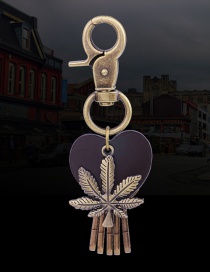 Fashion Bronze Maple Leaf Shaped Genuine Leather Keychain