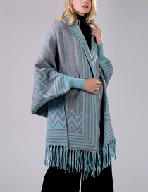 Fashion Lake Blue Cashmere Scarf Cloak Shawl