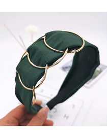 Fashion Dark Green Iron Ring Wide-brimmed Fabric Headband