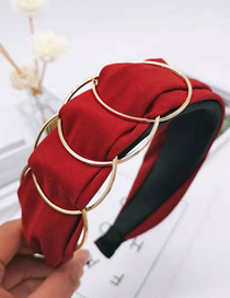 Fashion Red Wine Iron Ring Wide-brimmed Fabric Headband